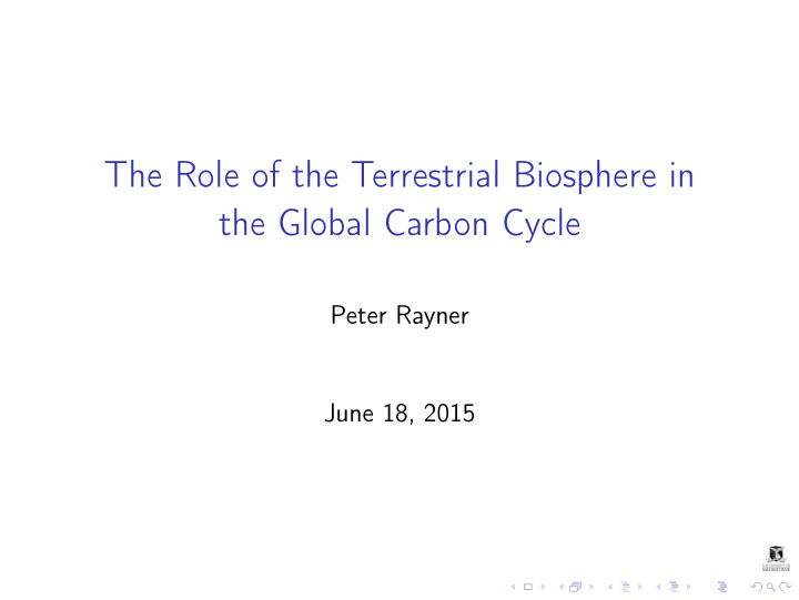 the role of the terrestrial biosphere in the global