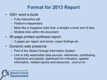 Format for 2013 Report  300+ word e-book  Fully Interactive pdf  Platform independent