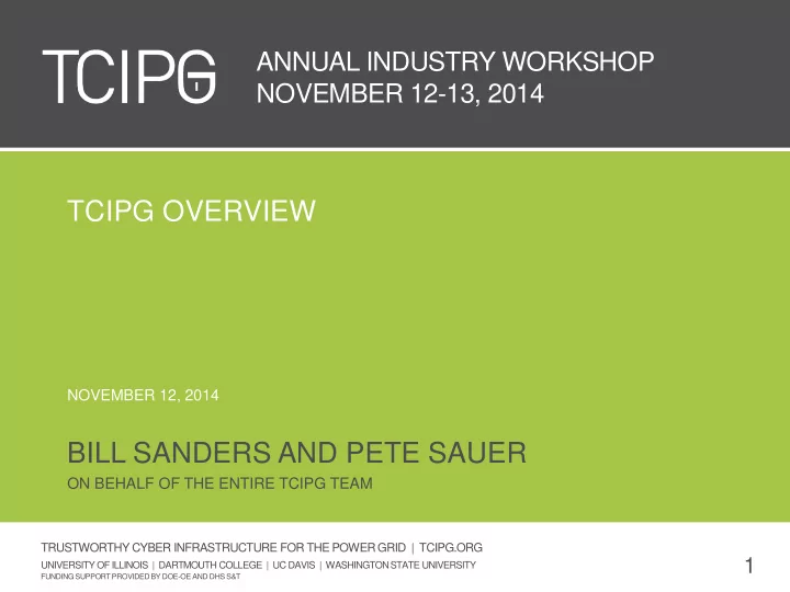 tcipg overview