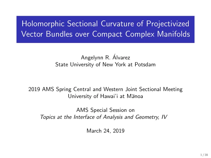 holomorphic sectional curvature of projectivized vector