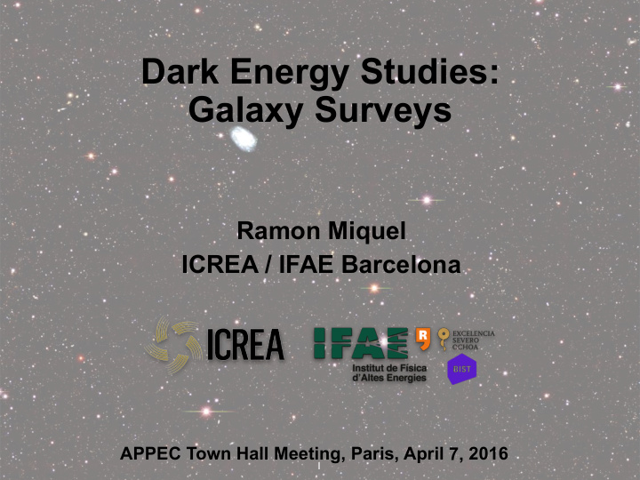 dark energy studies galaxy surveys