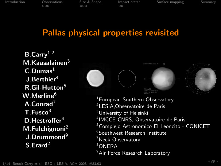 pallas physical properties revisited