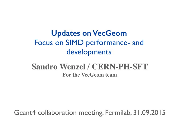 sandro wenzel cern ph sft