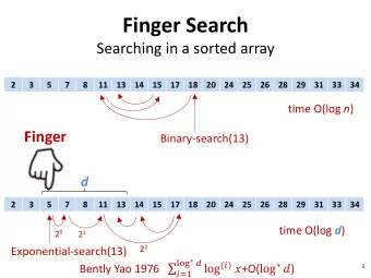 Finger Search  Searching in a sorted array  2  3  5  7  8  11 13 14 15 17 18 20 24 25 26 28 29 31