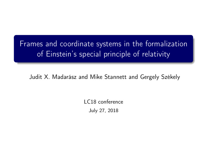 frames and coordinate systems in the formalization of