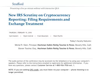 Exchange Treatment  THURSDAY, FEBRUARY 15, 2018  1pm Eastern    |    12pm Central   |   11am