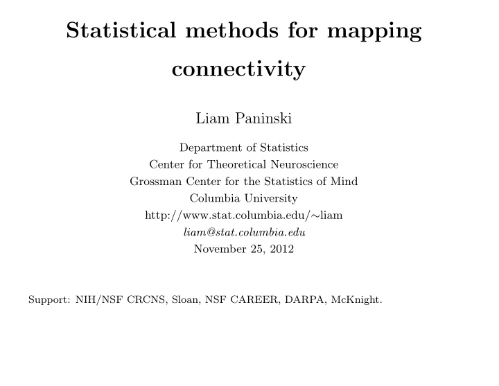 statistical methods for mapping connectivity