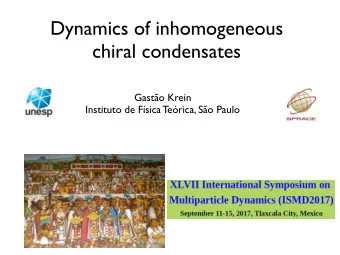 Dynamics of inhomogeneous  chiral condensates  Gasto Krein  Instituto de Fsica Terica, So