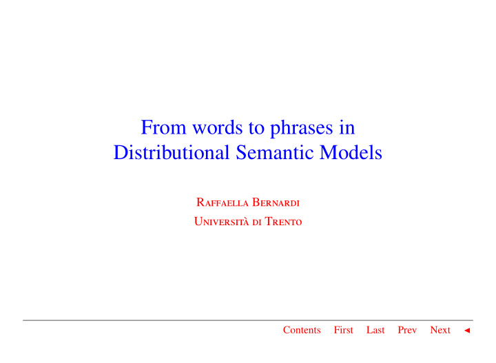 from words to phrases in distributional semantic models