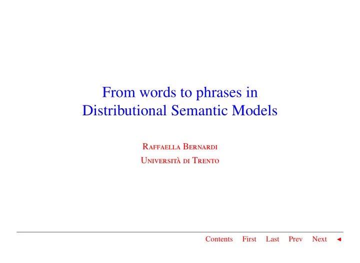 from words to phrases in distributional semantic models