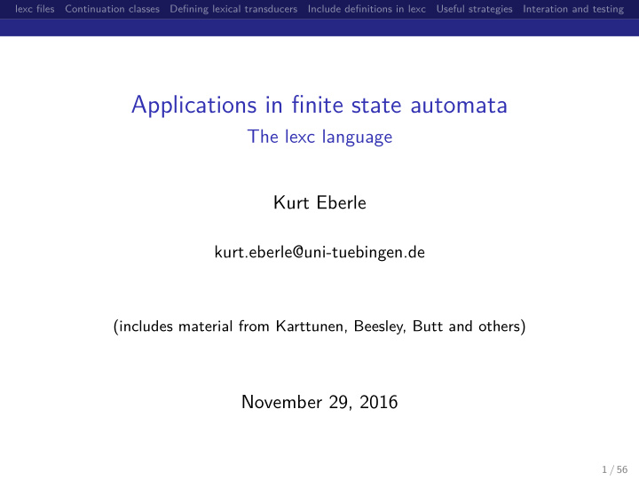 applications in finite state automata