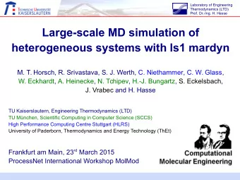 Large-scale MD simulation of  heterogeneous systems with ls1 mardyn  M. T. Horsch, R. Srivastava,