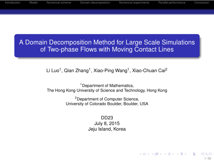 a domain decomposition method for large scale simulations