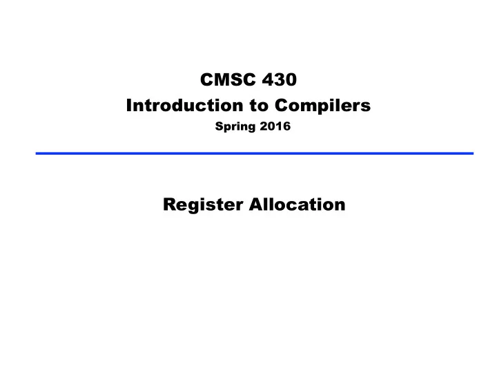 cmsc 430 introduction to compilers