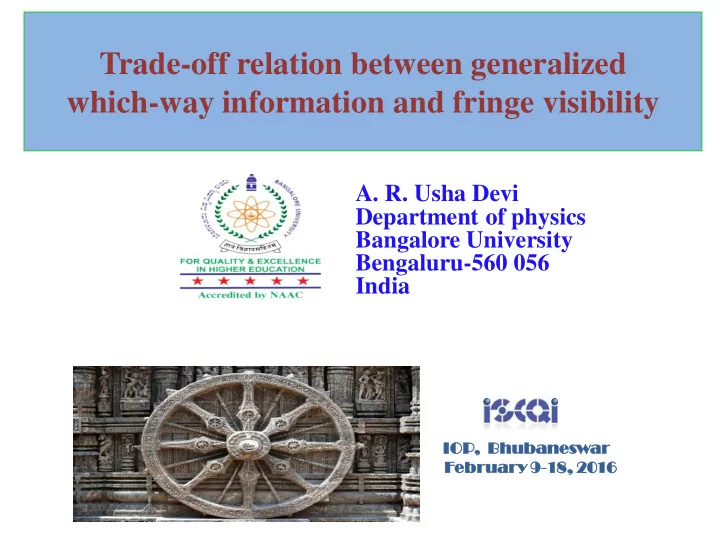 trade off relation between generalized which way