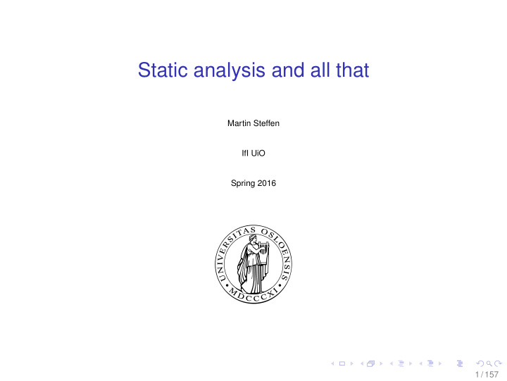 static analysis and all that