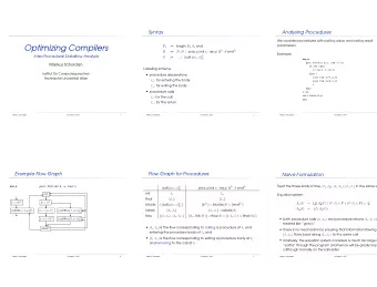 Optimizing Compilers P   ::= begin D  S  end D ; D | proc p ( val x ; res y ) is  n S