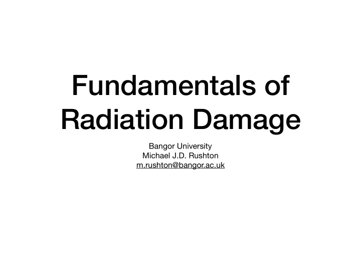 fundamentals of radiation damage