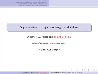 Segmentation of Objects in Images and Videos  Alexandre X. Falc  ao and Thiago V. Spina