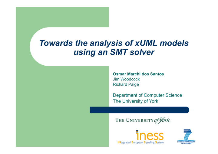 towards the analysis of xuml models using an smt solver