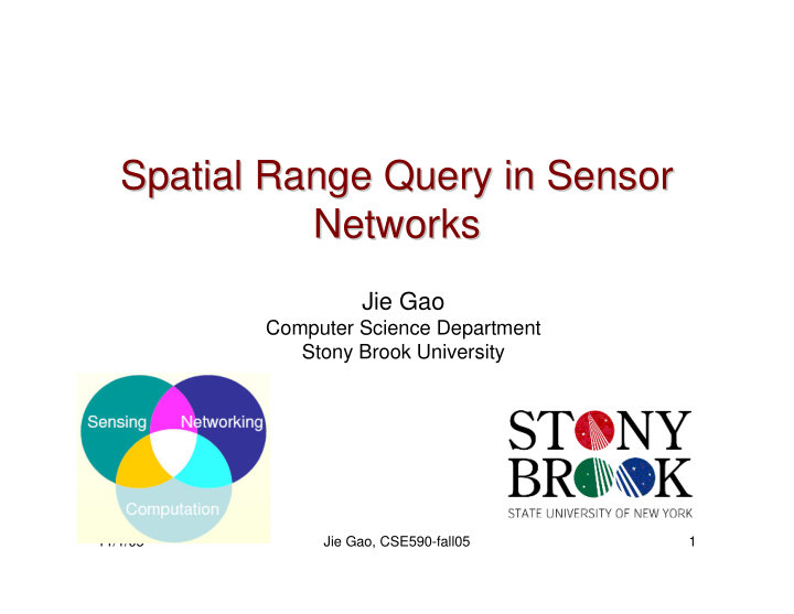 spatial range query in sensor spatial range query in
