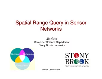 Spatial Range Query in Sensor  Spatial Range Query in Sensor  Networks  Networks  Jie Gao  Computer