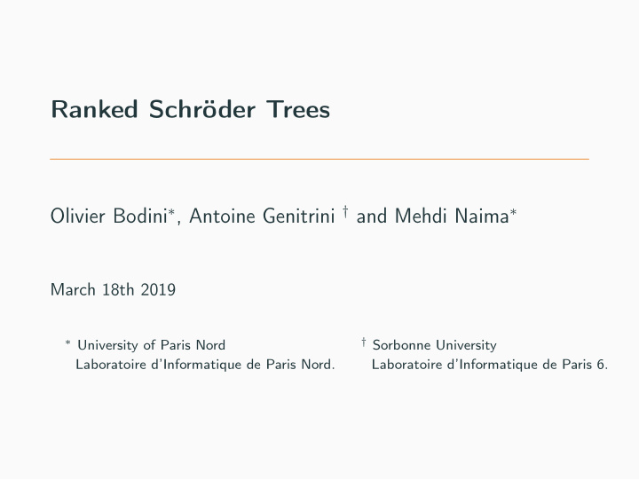 ranked schr der trees