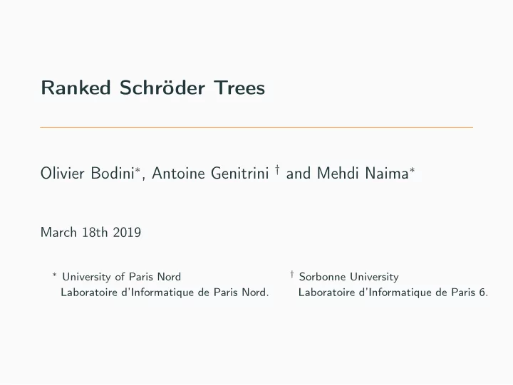 ranked schr der trees