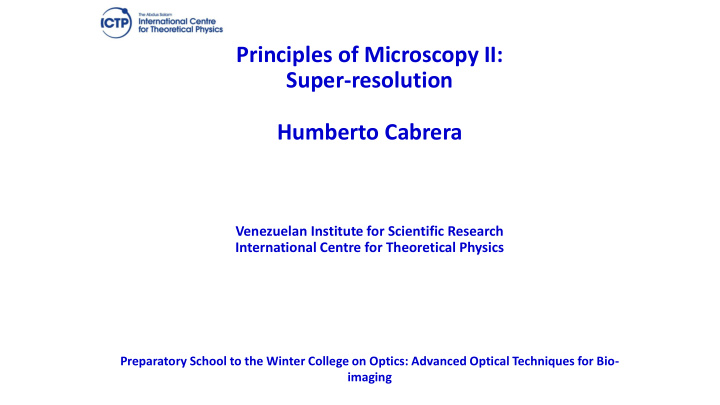 principles of microscopy ii