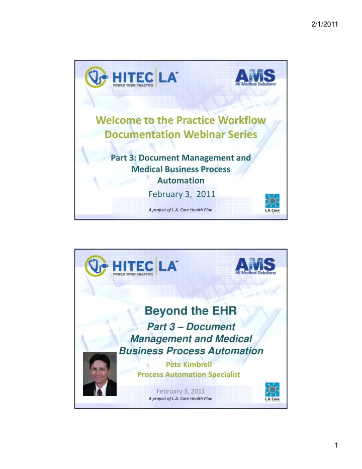 welcome to the practice workflow documentation webinar