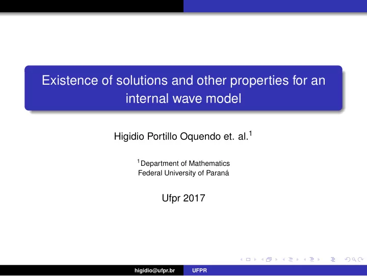 existence of solutions and other properties for an