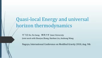 horizon thermodynamics  Ho, Fei-hung  Jimei University  Joint work with