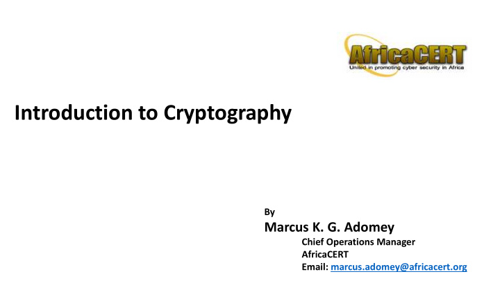 introduction to cryptography