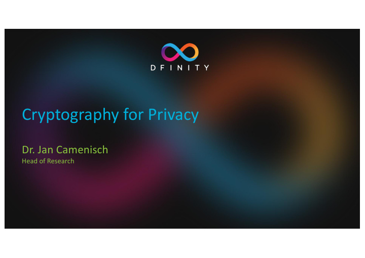 cryptography for privacy