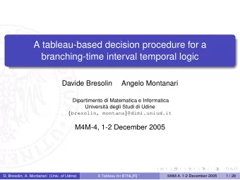 A tableau-based decision procedure for a  branching-time interval temporal logic  Davide Bresolin