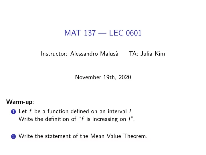mat 137 lec 0601