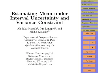 Estimating Mean under  Variance Constraints  Cases When This . . .  Interval Uncertainty and  Main