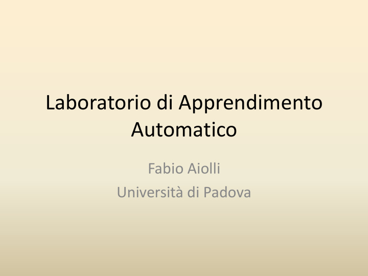 laboratorio di apprendimento automatico