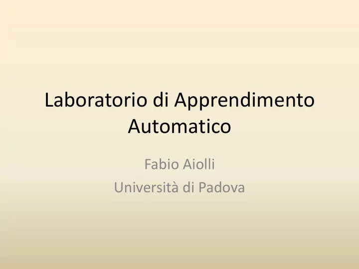 laboratorio di apprendimento automatico