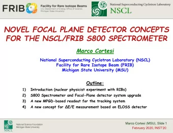NOVEL FOCAL PLANE DETECTOR CONCEPTS  FOR THE NSCL/FRIB S800 SPECTROMETER  Marco Cortesi  National