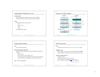 1  A Low-Level IR  Example  Register Transfer Language (RTL)  Source code  High-level IR (AST)