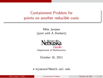 Containment Problem for  points on another reducible conic  Mike Janssen  (joint with A. Denkert)