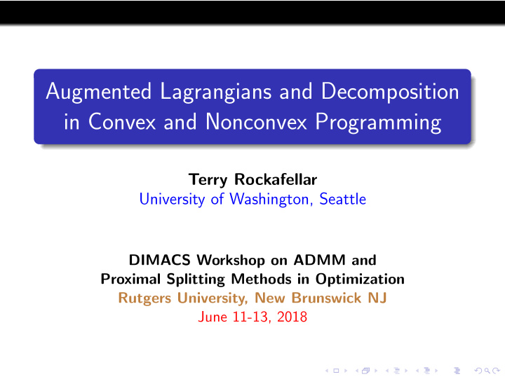 augmented lagrangians and decomposition in convex and
