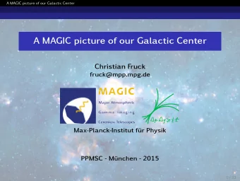 A MAGIC picture of our Galactic Center  Christian Fruck  fruck@mpp.mpg.de  Max-Planck-Institut fr
