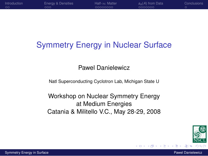 symmetry energy in nuclear surface