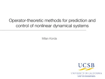 Operator-theoretic methods for prediction and control of nonlinear dynamical systems  Milan  Milan
