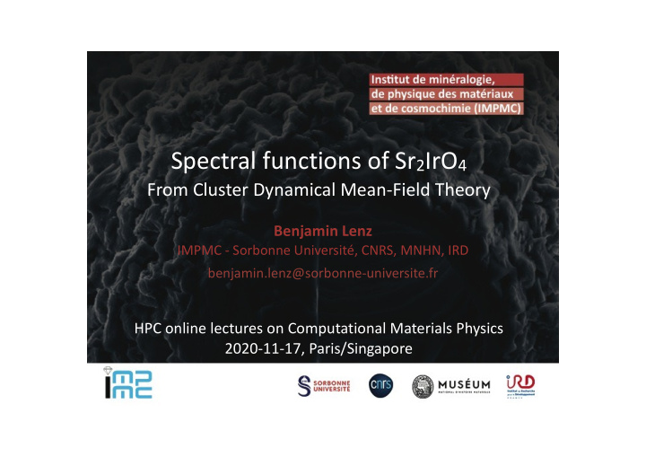 spectral functions of sr 2 iro 4