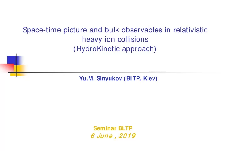 space time picture and bulk observables in relativistic