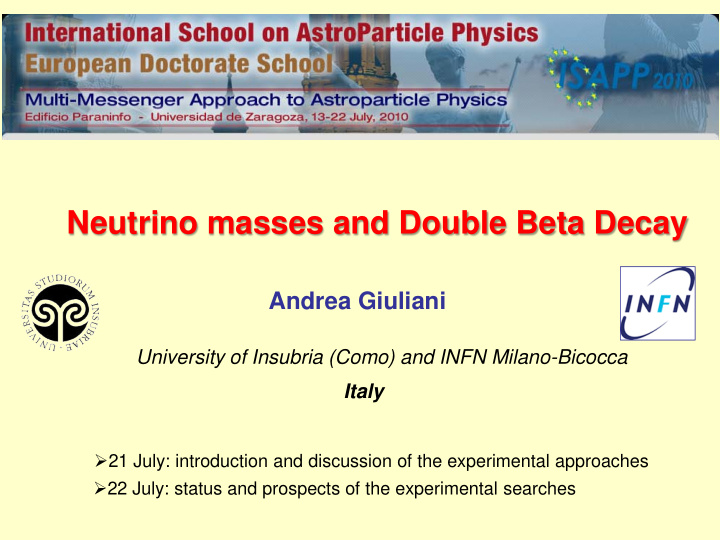 neutrino masses and double beta decay