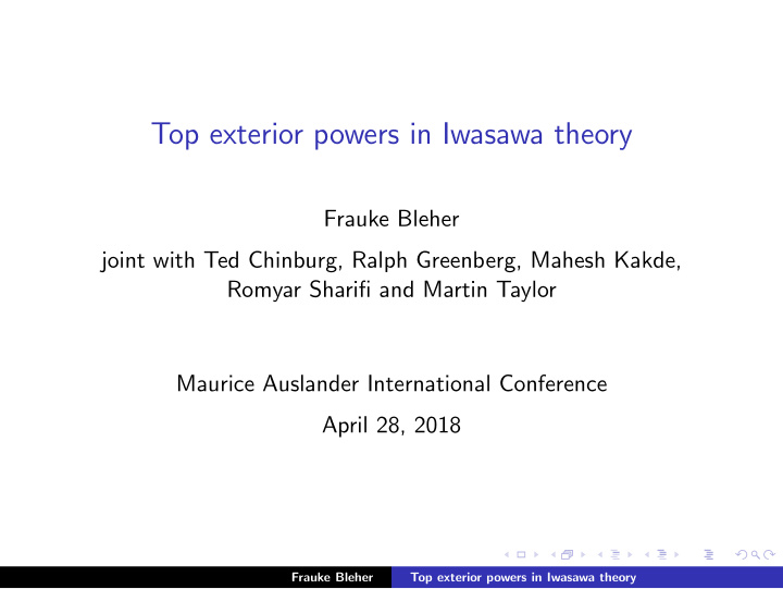 top exterior powers in iwasawa theory